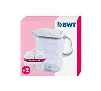 BWT AQUAlizer Blanc 2,6 l - carafe filtrante design avec double recharge magnésium | réduit calcaire, chlore, métaux lourds | goût pur | robinet cuisine | boisson chaude froide
