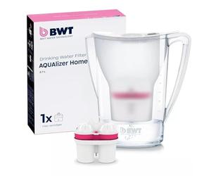 BWT AQUAlizer Home Blanc | Filtre à eau avec 1 cartouche au magnésium | eau potable, pour aliments et boissons | Réduction du calcaire, chlore, plomb et cuivre | carafe filtrante pratique