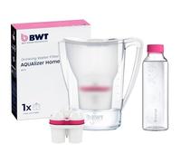 BWT AQUAlizer Home Filtre à eau, blanc, avec bouteille en verre gratuite, 1 cartouche filtrante en magnésium, filtre à eau potable, pour aliments et boissons, filtre le calcaire, le chlore, le plomb