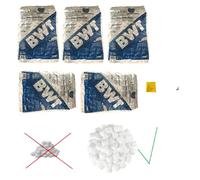 BWT PERLA TABS Lot de 5 sachets de sel régénérant 25 kg de VMS Vertriebcenter en forme de coussin, pas de disques, avec chiffon multifonction Sanvo pour nettoyer votre installation