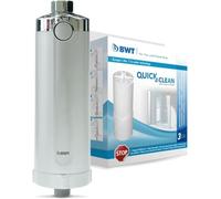 BWT Système de filtration anti-calcaire Quick & Clean - Nettoyage par simple pression d'un bouton pour un bain sans calcaire - Filtre de douche avec 4 cartouches filtrantes