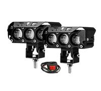 BWVMVB Spot longue Portée Moto Projecteur LED Pour Moto, Ampoules De Phare, Lentille, Double Couleur, Antibrouillard, Éclairage Auxiliaire 200 W(2 PCS White Yellow)