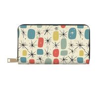 BWWHCCTI Atomic Stars Portefeuille long en cuir synthétique avec fermeture éclair pour pièces de monnaie Motif rétro Pour homme et femme