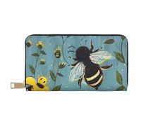BWWHCCTI Bees at Work Portefeuille long imprimé pour homme et femme - Portefeuille en cuir synthétique avec poche zippée pour pièces de monnaie