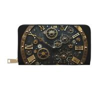 BWWHCCTI Gears Clock Bronze Century Portefeuille long pour homme et femme - Portefeuille en cuir synthétique avec poche zippée pour pièces de monnaie