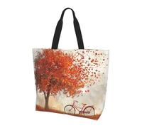 BWWHCCTI Grand sac fourre-tout réutilisable avec imprimé « Old Bike Under the Tree » pour femme, sac d'épicerie, cadeau léger, sac à bandoulière