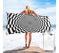 BWWHCCTI Optical Spin Illusion Serviette de plage en microfibre à séchage rapide 140 x 70 cm Ultra absorbante avec sac de voyage pour la natation, le yoga, la gym et les activités de plein air