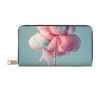 BWWHCCTI Portefeuille long en cuir synthétique imprimé barbe à papa pour homme et femme avec poche zippée pour pièces de monnaie