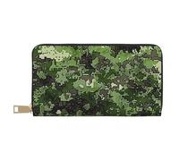BWWHCCTI Portefeuille long imprimé camouflage numérique vert pour homme et femme - Portefeuille en cuir PU avec poche zippée pour pièces de monnaie