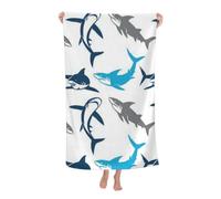 BWWHCCTI Serviette de bain imprimée requins à séchage rapide, serviettes en microfibre douce à séchage rapide pour voyage, camping, gym, natation, yoga