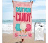 BWWHCCTI Serviette de plage en microfibre imprimée barbe à papa - 70 x 140 cm - Séchage rapide avec sacs pour voyage, camping, gym, natation, yoga - 70 x 140 cm