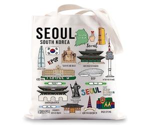BWWKTOP Sac Fourre-Tout de Séoul, Corée du Sud - Souvenir et Cadeau de Voyage - Sac à Bandoulière et de Courses