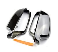 BWZJS 2 pièces coques de rétroviseur en fibre carbone couvercle protection capuchon coque style voiture couvertures Remplacement du couvercle du rétroviseur de voitur(Bright black)