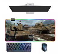 BWZTYIPZ Tapis de Souris Girls und Panzer Tapis de Souris Anime RGB avec différents Modes d'éclairage Grands Tapis de Souris en Caoutchouc