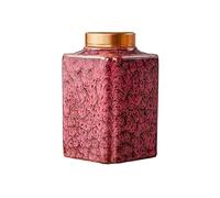 Bx9rE7tK3g Pot de rangement de cuisine Boîte à thé en forme de fleur vrac céramique Petit entrepôt sceller spirale métal carrée Vintage Petites boîtes Boîte à thé en céramique(Red)