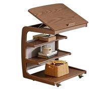 Bx9rE7tK3g Table d'appoint Bedside Cabinet Storage Cabinets Flip Tables Sliding Book Shelf Decorative Meubles de Salon(Walnut)