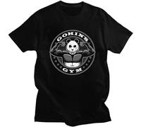 Bxcthasb Gohin'S Gym Gohin Panda Men Cotton T-Shirt Print Tee Shirts Black M