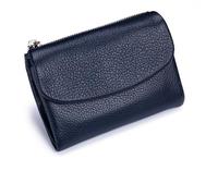 BXCZEDW Joyfullygo Portefeuille unisexe en cuir de vachette pour femme avec porte-cartes de crédit court de 13 cm, peut contenir des pièces de monnaie, des cartes d'identité, bleu marine, Taille