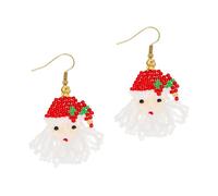BXDA Boucles d'oreilles pendantes en perles de rocaille de Noël pour femme, jolies boucles d'oreilles pendantes Père Noël en forme de larme pour Noël, Nouvel An, fête, vacances, bijoux, cadeaux