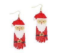 BXDA Boucles d'oreilles pendantes en perles de rocaille de Noël pour femme, jolies boucles d'oreilles pendantes Père Noël en forme de larme pour Noël, Nouvel An, fête, vacances, bijoux, cadeaux