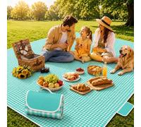 BXFUL Couverture de Pique-Nique Imperméable, Tapis de Pique-Nique de Camping et Léger avec Poignée, Tapis de Plage Lavable et Portable pour Camping, Parc, Randonnée, Jardin (A-Teal,200x200cm)