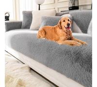 BXFUL Housse de Canapé en Peluche 1 2 3 Places, Housse de Canapé d'angle Antidérapante en Forme de L, Housse de Canapé en Fausse Fourrure et Moelleuse pour Salon (30 * 50cm/1PC,Gris)