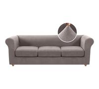 BXFUL Housse de Canapé Multi Pièces avec Housses de Coussins Séparées Jacquard Extensible Protecteur Canapé Revêtement de Canapé Salon Décor (3 Places,Taupe)