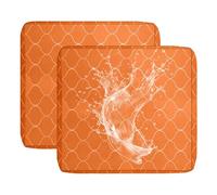 BXFUL Housse de Coussin de Canapé Exterieur Impermeable pour Salon de Jardin, Housse Assise avec Fermeture Éclair, Amovibles pour Intérieur Et Extérieur, Terrasse (Cercles Orange,50x55cm(2 pcs))