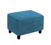 BXFUL Velours Housse Ottomane Extensible Rectangulaire Housse Taboure Pliable Doux Housse De Pédale avec Fond élastique Lavable Couvre pour Canapé Protege De Meubles (X-Large,Paon Bleu)