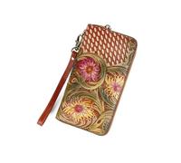 BXGGXBYSW Portefeuille en Cuir pour Femmes, Clip de Billet de Banque de Sac à Main d'embrayage de Poignet de gaufrage Vintage, Organisateur de Porte-Carte Fait à la Main (Color : A)