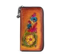 BXGGXBYSW Portefeuilles en Cuir véritable pour Femmes, Longue Pochette Vintage en gaufrage, Porte-Cartes Fait à la Main (Couleur : B)