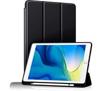 BXGH Étui pour iPad 9e/8e/7e génération 10,2" avec Porte-Stylo, étui pour iPad 9e/8e/7e génération 2021/2020/2019 avec Dos en Silicone Souple, Housse de Veille/réveil Automatique - Noir