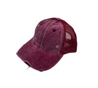 BXHHUDK Casquette de Baseball Troubled Mesh Trucker Cap Green Washed Frayed Réglable Back Hat pour Casual Daily Outdoor Summer Wear