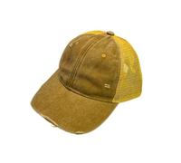 BXHHUDK Casquette de Baseball Troubled Mesh Trucker Cap Green Washed Frayed Réglable Back Hat pour Casual Daily Outdoor Summer Wear