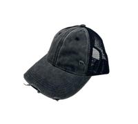 BXHHUDK Casquette de Baseball Troubled Mesh Trucker Cap Green Washed Frayed Réglable Back Hat pour Casual Daily Outdoor Summer Wear