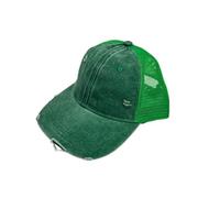 BXHHUDK Casquette de Baseball Troubled Mesh Trucker Cap Green Washed Frayed Réglable Back Hat pour Casual Daily Outdoor Summer Wear