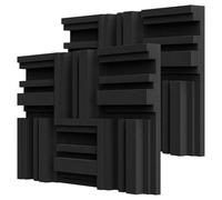 BXI Lot de 12 panneaux en mousse acoustique épaisse avec motif de diffusion, 30 x 30 x 7,8 cm, isolation phonique haute densité, isolation phonique mur/porte, absorbeur de bruit 3D, noir, pour
