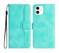 Bxithnr® Coque pour iPhone 12 Mini/iPhone 13 Mini, Clapet Housse en Cuir PU Etui à Rabat Pochette de Portefeuille [Fonction Support] [Fermeture Magnétique] [3 Fentes] Flip Folio Phone Case - Vert