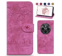 Bxithnr Coque pour Xiaomi Redmi 14C 4G/Redmi A4 5G/Xiaomi Poco C75 - Cuir PU Portefeuille Fonction Support Fente pour Carte Protection Complète Magnétique Flip Étui Livre - Rose