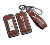 BXJNDM Étui Clé Voiture avec pour Mitsubishi Eclipse Cross PHEV Hybrid 2021 2022 2023+, Cas Couverture Voiture Porte Clef Voiture Sac Imperméable et Résistant Aux Rayures,Brown-Black Bracelet