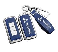 BXJNDM Étui Clé Voiture avec pour Mitsubishi Lancer Evolution Ⅹ 2008-2014, Cas Couverture Voiture Porte Clef Voiture Sac Imperméable et Résistant Aux Rayures,Blue- Silver Bracelet