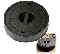 BXKF Couvercle de Regard et Cadre Rond en PE, Couvercle Fosse Septique avec Poignée, Plaque D'Égout Antidérapant pour Cour/Égout/Allée, Ouverture par Rotation(63.2 * 6.8cm/24.9 * 2.7in)