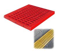 BXKF Grille de Drainage en Plastique, Caniveau Exterieur Grille, Couvercle de Regard Antidérapant pour Cour/École/Parcs/Salles de Bain, Installation Facile(Red,30 * 30 * 2.5cm/12 * 12 * 0.9in)