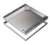 BXKF Invisible Caniveau Exterieur Grille, Couvercle de Regard et Cadre Encastrés, Grille de Drainage en Acier Inoxydable pour Cour/Allée, Double Orifice de Drainage(60 * 60 * 5cm/24 * 24 * 2in)
