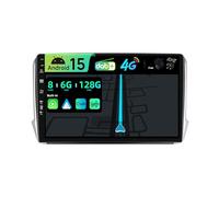 BXLIYER | INTEGRE 4G LTE & Dab| 6G+128G - Android 15 Autoradio PourPeugeot 208/2008 (2012-2018) - Carplay + Android Auto - Caméra + MIC - 2 Din - QLED 10.1 Pouce - Volant 360-CAM DSP Dual Band WiFi