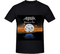 BXNHYESWS Anthrax Persistence of Time Pop Album Cover Men Crew Neck Printed T Shirt Black Manches Courtes(3X-Large)