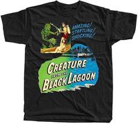 BXNHYESWS Creature from The Blackagoon V14 Movie Poster T-Shirt(Black) Colour Hemden(Medium)