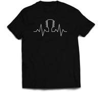 BXNHYESWS Guitar Heartbeat T-Shirt - Musical Music Sound Funny Song Amp Hobby Present Gift Idea Twin Needle Collar 100% Combed Ringspun Cotton Manches Courtes(X-Large)