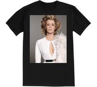 BXNHYESWS Jane Fonda - Premium Men's Crewneck T-Shirt Manches Courtes(XX-Large)
