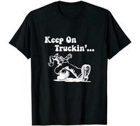 BXNHYESWS Men's Robert Crumb Keep on Truckin Funny Comic Black T-Shirt Gift for Fans Funny Gift Hemden(XX-Large)